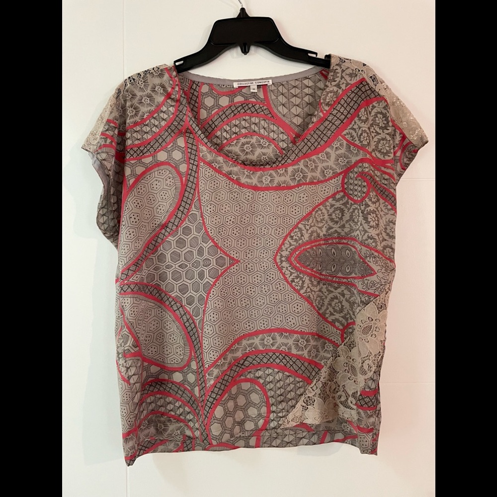 Collective Concepts satin and lace blouse